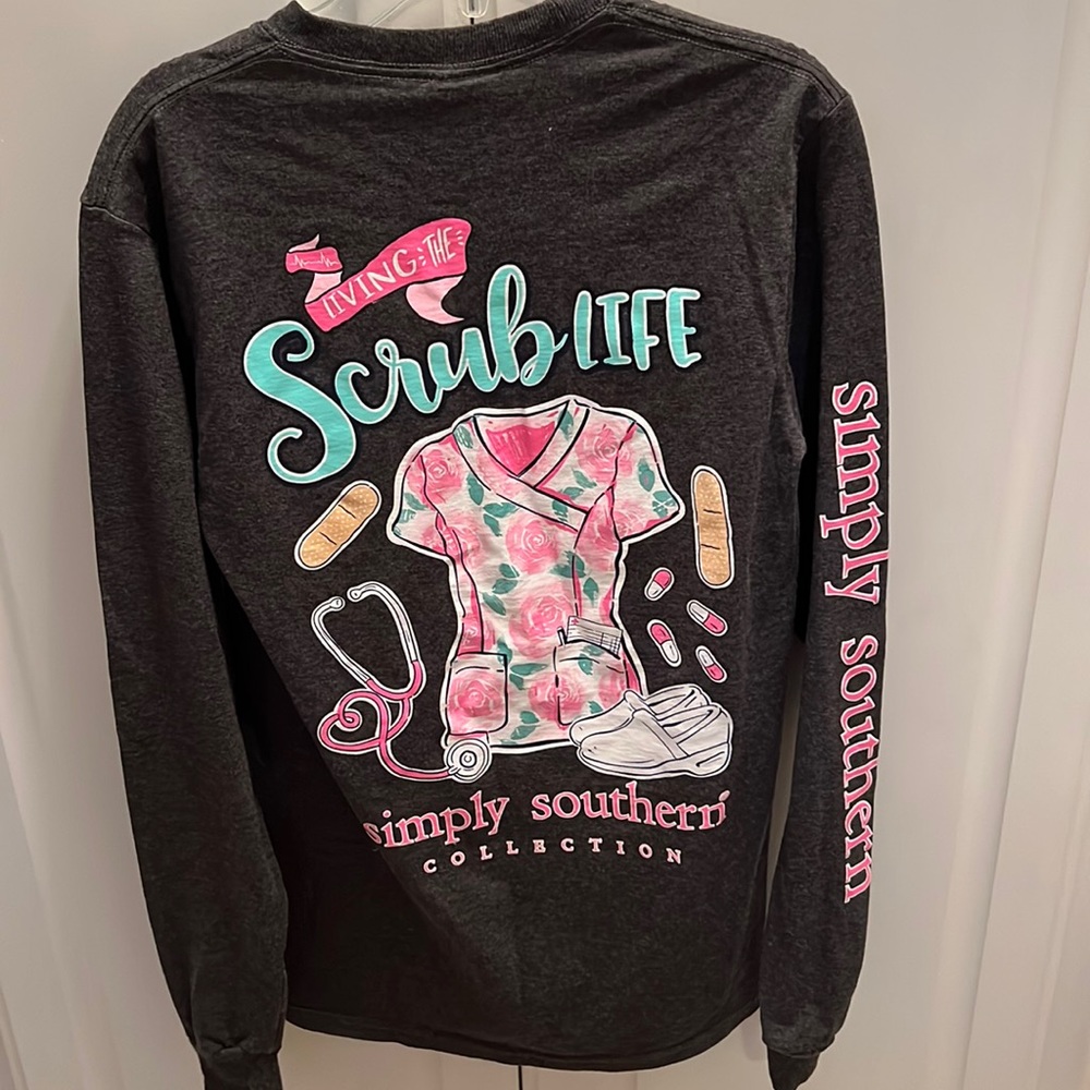 SIMPLY SOUTHERN LONG SLEEVE SCRUB TOP SZ SM